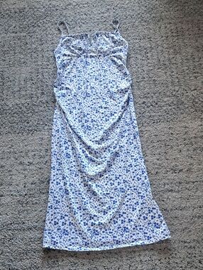 SHEIN White and Blue Floral Maxi Dress